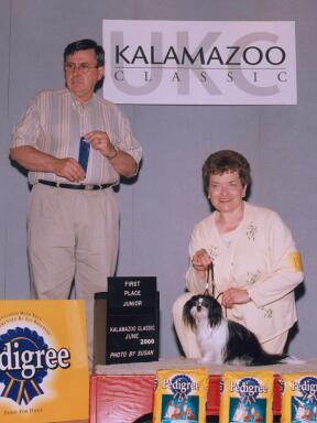 Shriley Gravning and Miki with Blue Ribbon at Kalamzoo Classic.